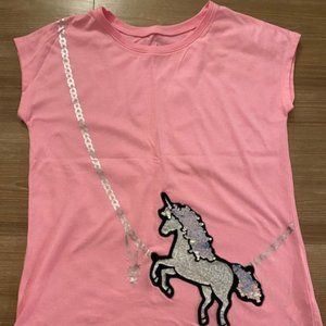 JUSTICE GIRLS DECORATIVE UNICORN FAUX PURSE TOP